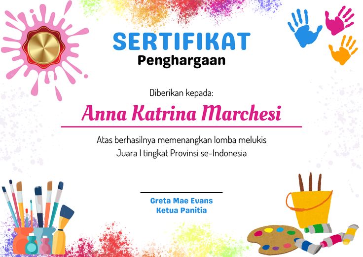 Bukti prestasi Juara 1 Melukis